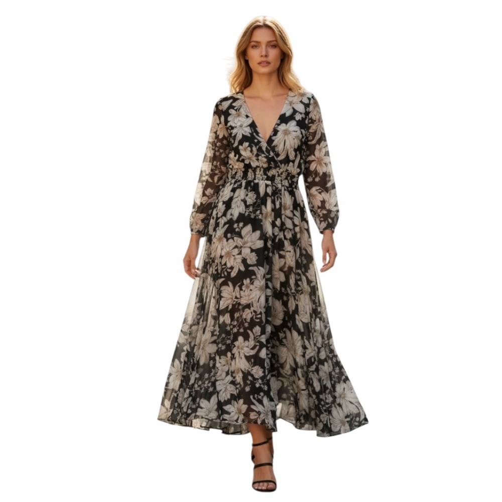 Kate and Lily Floral Maxi Dress V-neck